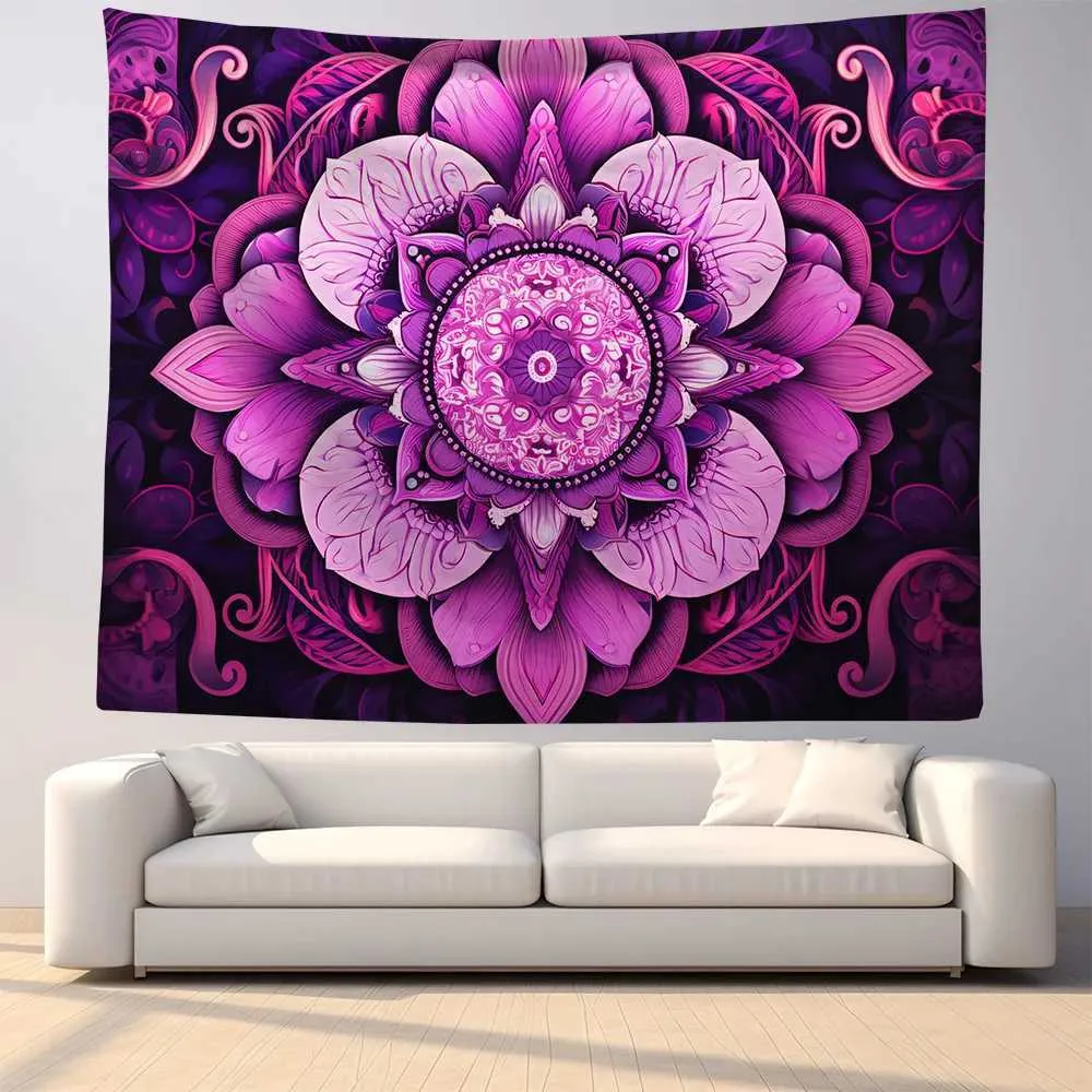 Tapisserier Tapestry Purple Mandala Series Bakgrund Hängande tyg nordisk hemdekoration vardagsrum sovrum dekorativa vägg tapestries