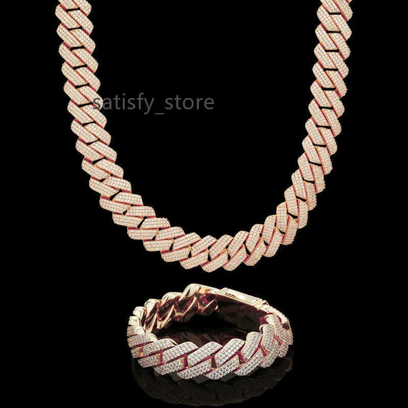 22 mm Moisanite Cuban Link Chain Bracelet Solid Gold and Silver Élégance avec éclat éblouissant