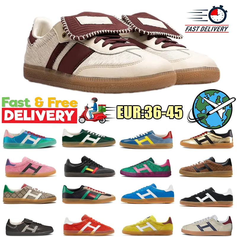 2024 Designer Vegan Shoes Original Casual Shoes Leopard Black White Gum Wales Bonner Mens Womens Outdoor Sneakers Sporttränare Låg prisstorlek 36-45