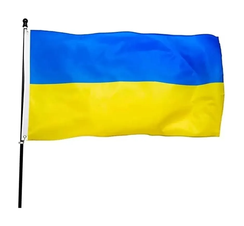 Ny 35ft Ukraina -flagga med mässing 15090 cm vi jag står med ukraina fred ukrainska blå gula grommets flaggstång hem dekoration 3265226