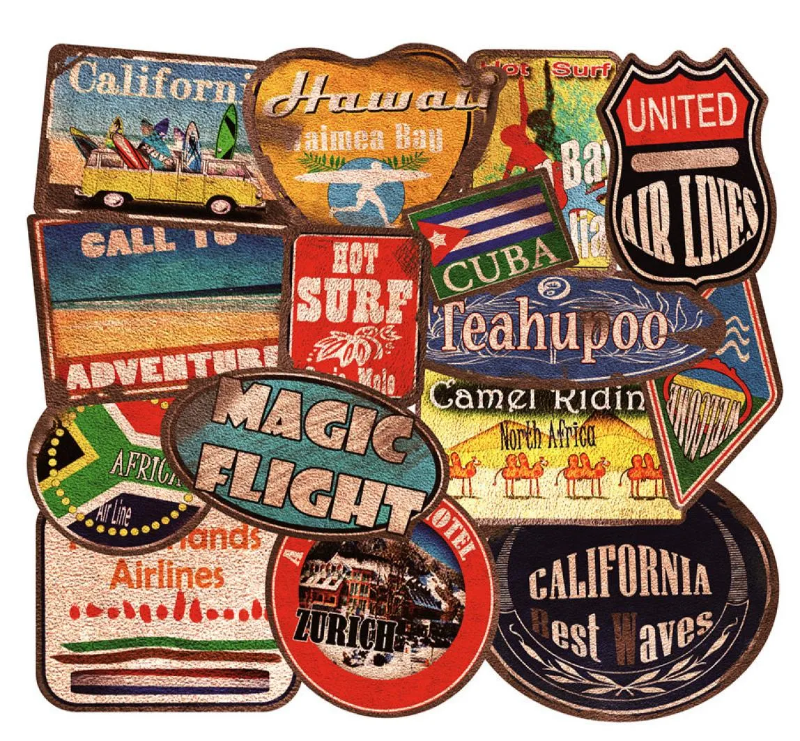 Pack de 36pcs entiers Summer Beach Vintage Stickers Retro Travel décalcomanies Guitare ordinateur portable Skateboard Motor Bottle Car Decal 5889699