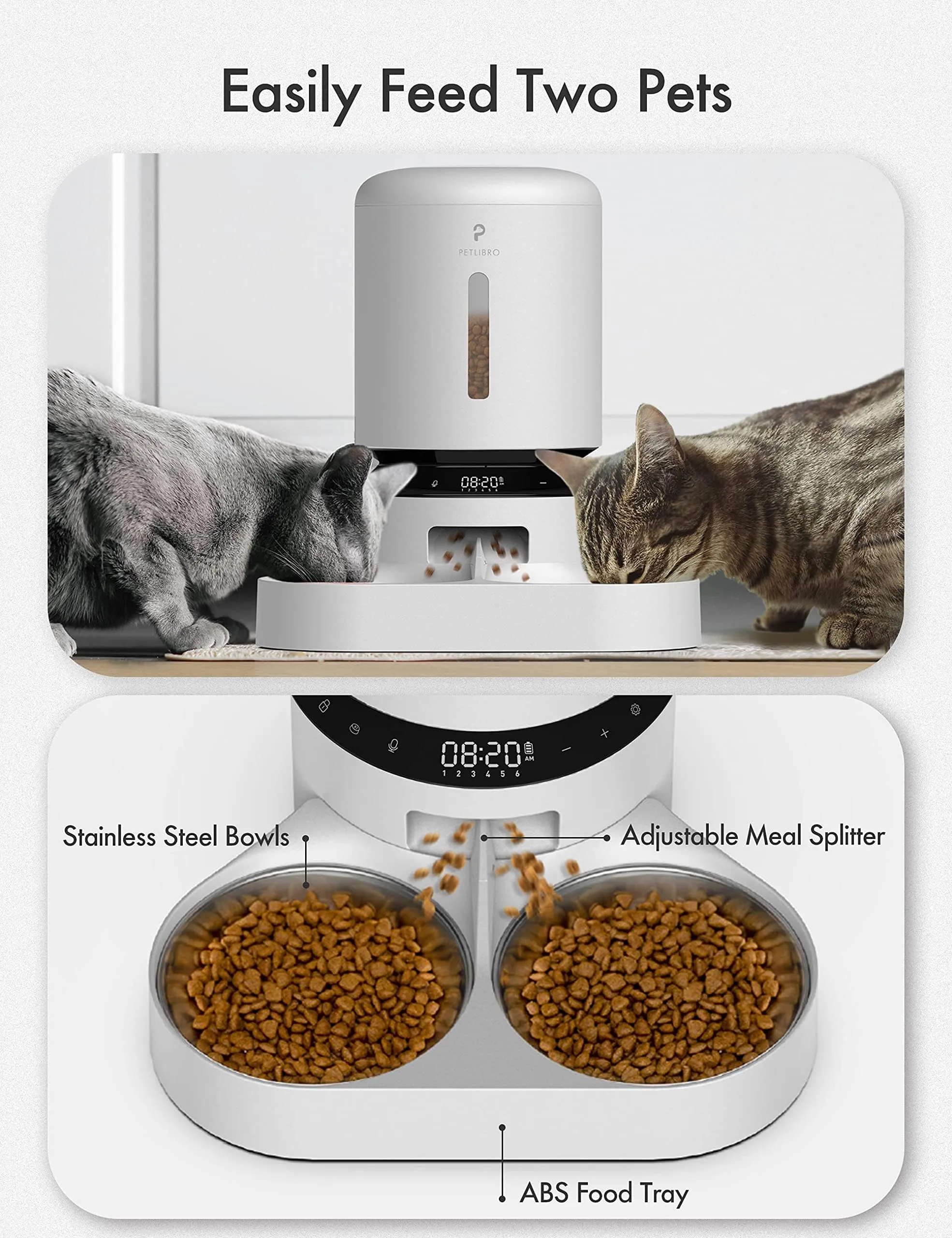 Kitty Spout Dual Automatic Cat Feeder Cats,6 ATT1Meals/Day,12