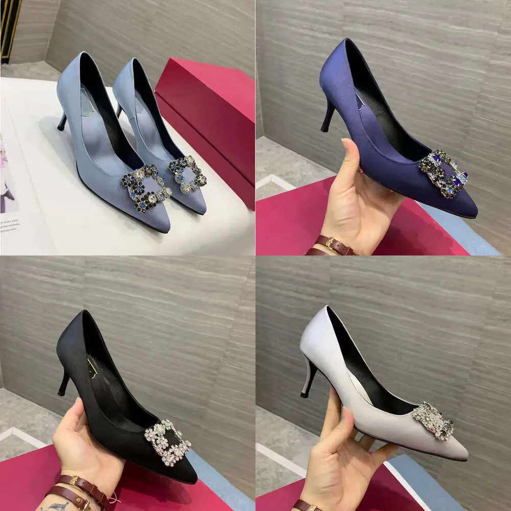 Fashion New High Quality Women's Formal Shoes Silk Upper Rubber Sle Flat Sole Se Hel 6.5 Inch Igh Heel Sexy Pointed Sandals with Dust Bag Wedding 35-40 xy Original Quality