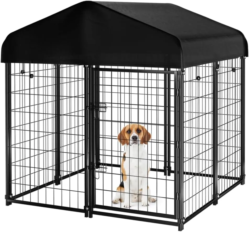 Heavy Duty 4x4 Dog Crate with Roof: Welded Wire Outdoor Dog Kennel