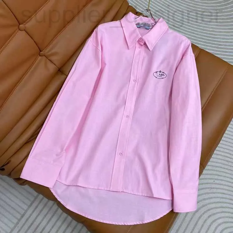 Women's Blouses Shirts Designer 2024 Lente/zomer Nieuwe losse en modieuze casual schoudermouwen geborduurd polo nekhemd B2BC