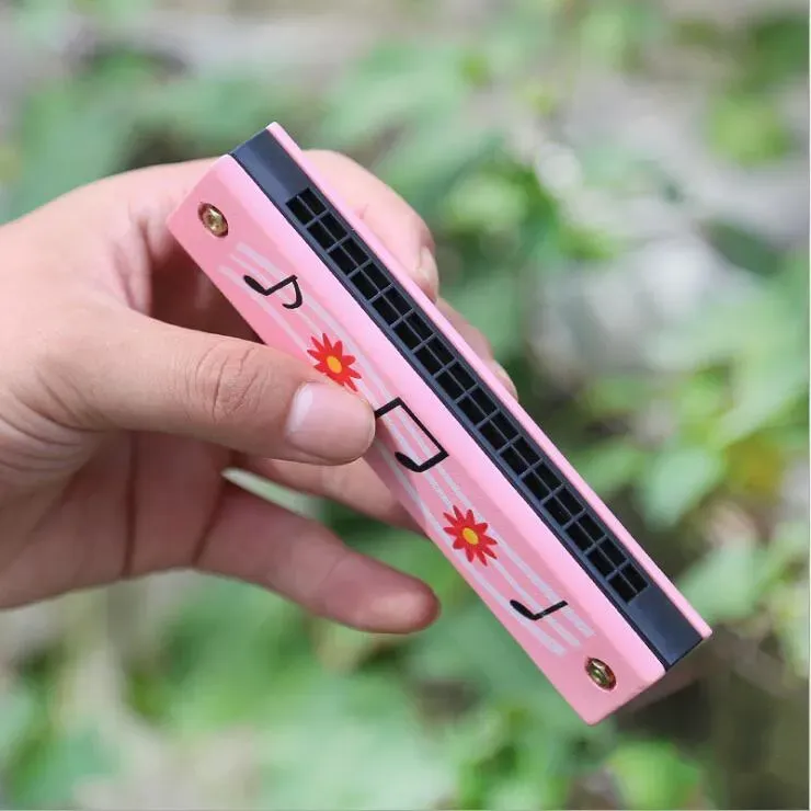 Wooden painted harmonica children's enlightenment instrument infant early education educational toys harmonica toys gift cultivate talent