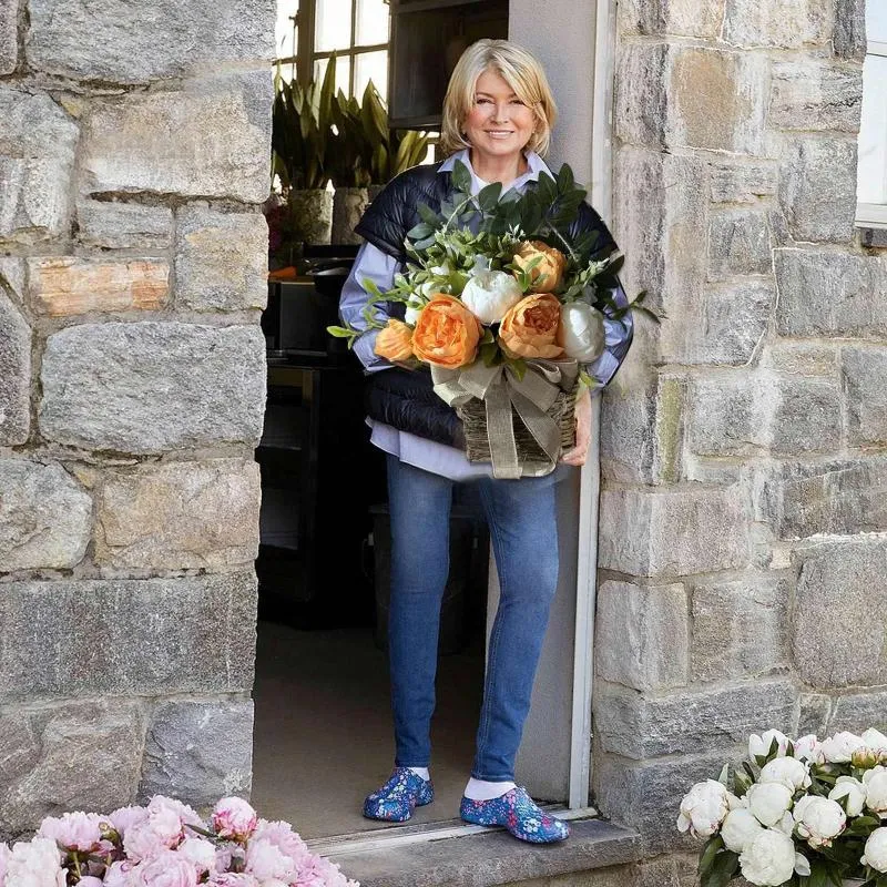 Dekorativa blommor Orange Peony Flower Basket Mors dag krans lila lavendel konstgjord för julsug koppar krok hjärtplock