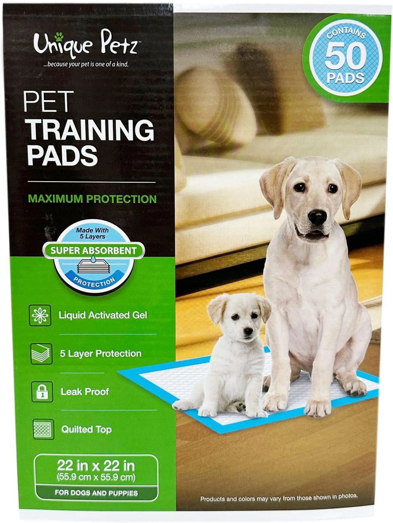 Pet Training Pads: 50 Count, Layer Protection, Quick Dry Surface