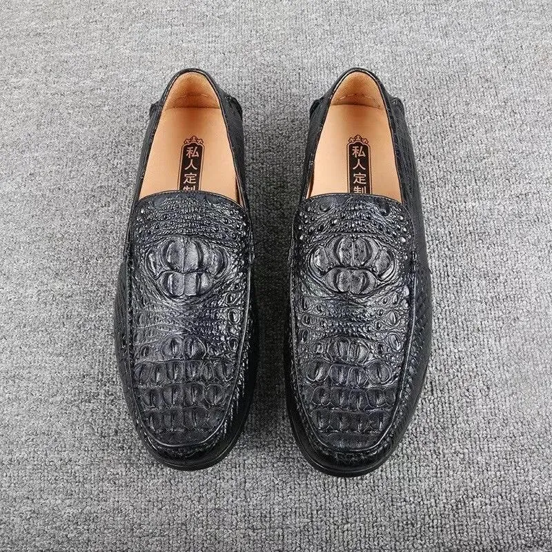 Casual schoenen Authentiek echte echte krokodillenhuid heren zacht zwarte mocassins echte exotische alligator lederen mannelijke slip-on drive-flats