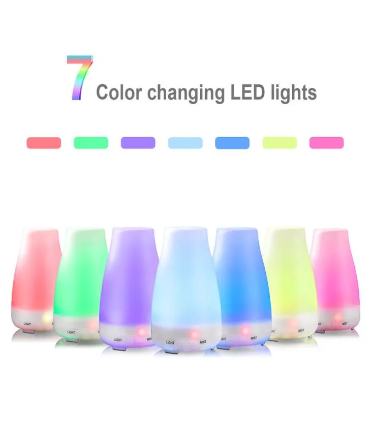 Ultrasonic 7 Color Changeable LED Essential Oil Diffuser Smart Poweroff Air Mist Humidifier 100ml Aroma Essential Oil Diffuser DH9334864