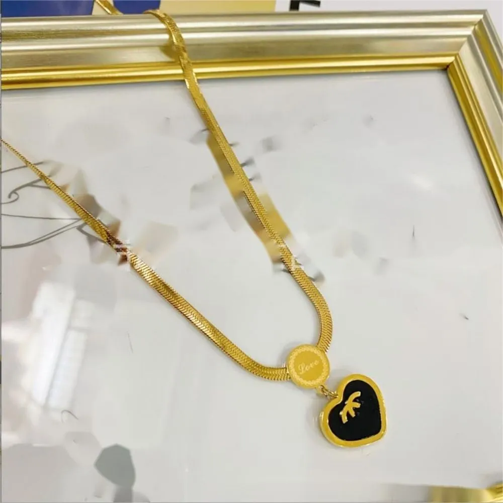 Frauen Luxusdesigner Marke Doppelbuchstaben Anhänger Halsketten Kette Titanium Stahl 18K Real Gold Newklace für Hochzeit Jewerlry Accessoires