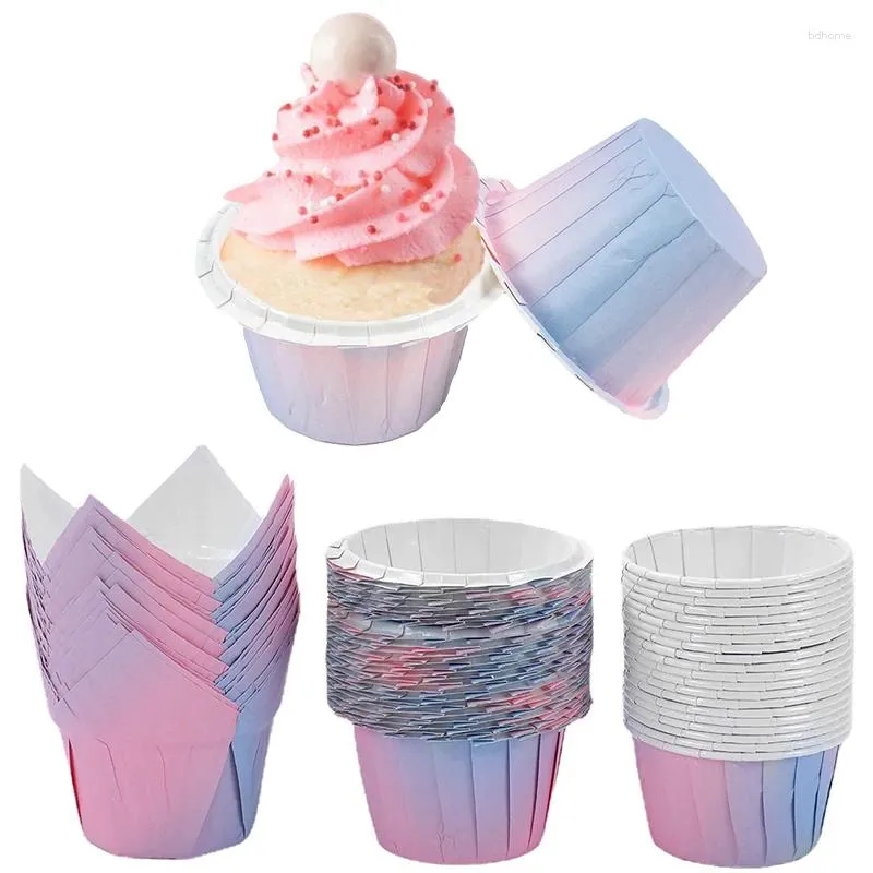 Party Supplies Gradientenfarbe Muffin Cupcake Liner Backbecher Einweg -Wrapper für Geburtstag Babyparty Hochzeitsdekoration
