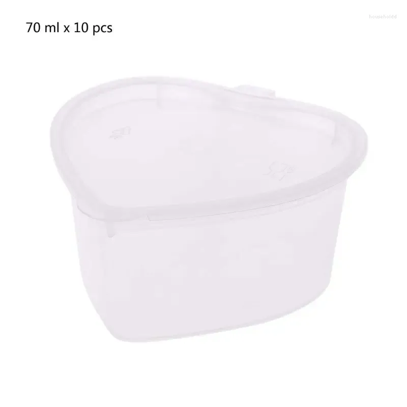 Garrafas de armazenamento 10pcs Copos descartáveis Conjunto de 70 ml de molho em forma de coração recipiente de panela wi