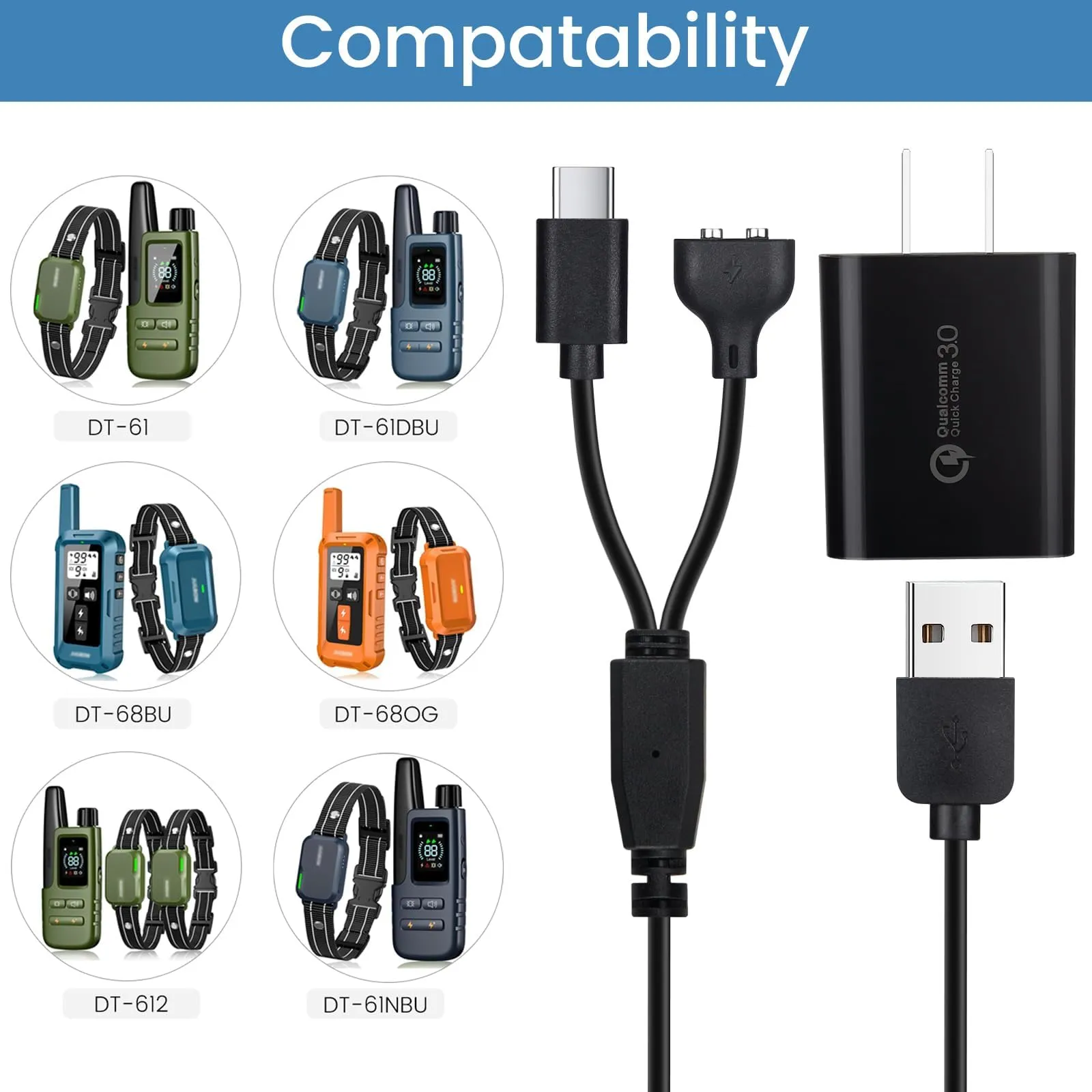 Dog Shock Collar Charger, 12-in-1 Training Collar USB Dog Shock Collar Charger, 12-in-1 Training Collar USB