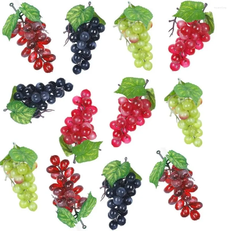 Decorative Flowers 12 Bunches Artificial Grapes Simulation Lifelike Fake Clusters For Wedding Wine Kitchen Centerpiece