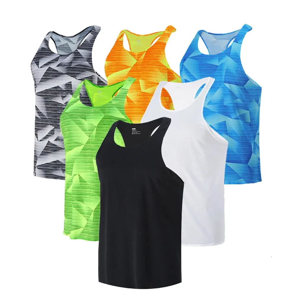 Mens Runnning Tank Top Athletics T-shirt Fitness Quick Dry Gym Outfit Men Marathon Vest ärmlös skjorta Track Field Singlet 240416