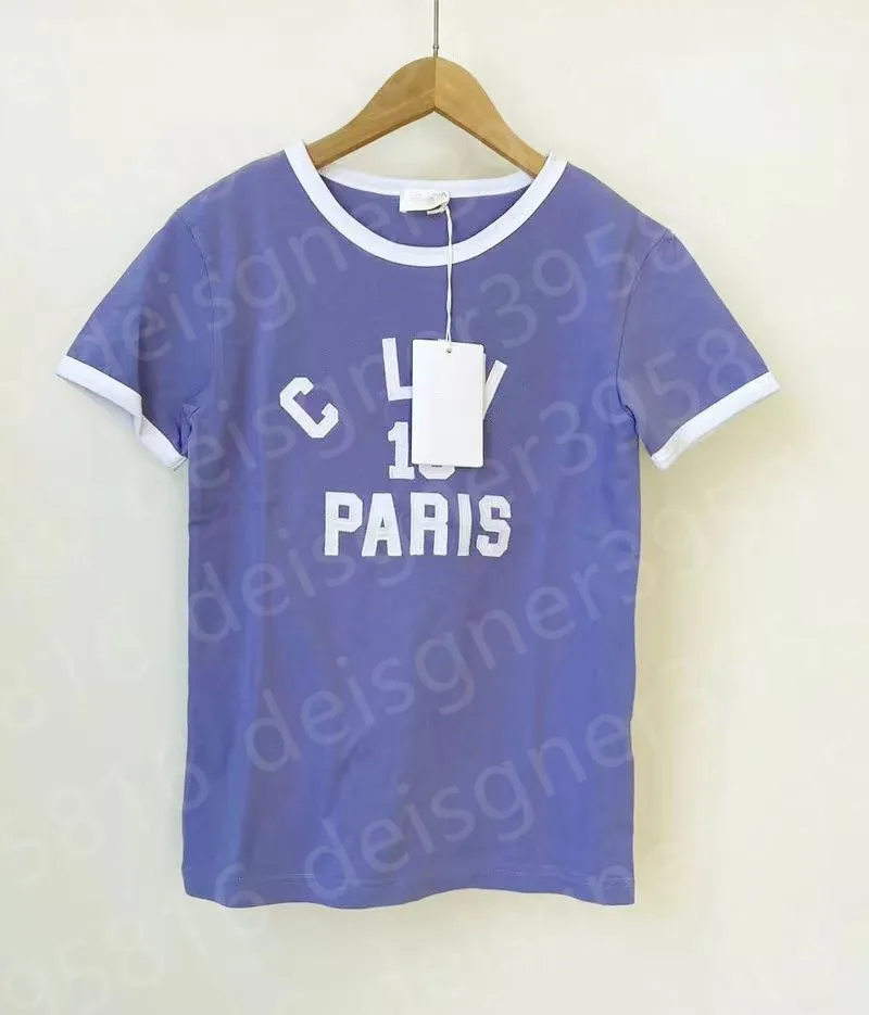 Celinly Designer T Shirt Women's Summer Fashion Celiely Shirt Leisure Sports Paris Tower Flocking Cl Brodery Printing Letter Kort ärm triomf 256