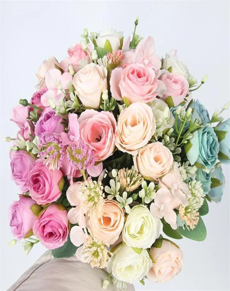 Decorative Flowers Wreaths A Bunch Of Beautiful Artificial Peony Roses Silk DIY Home Garden Party Wedding Decoration22897975444