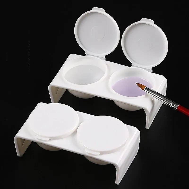 Liquids 2Pcs White Acrylic Liquid Dappen Dish, Twin Cup Nail Art Pigment Holder for Monomer Nail Brushes Washing Manicure Tool