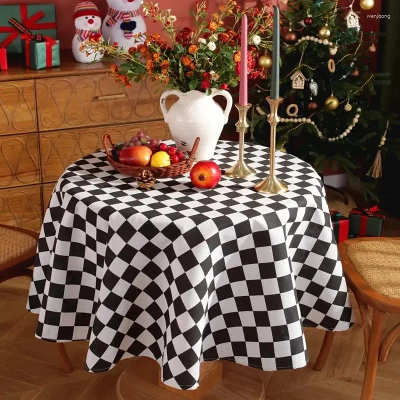 Tala de mesa Americana de Natal Americano Branco Branco Plaid Redonda Toca de mesa Frango para mapa de chá