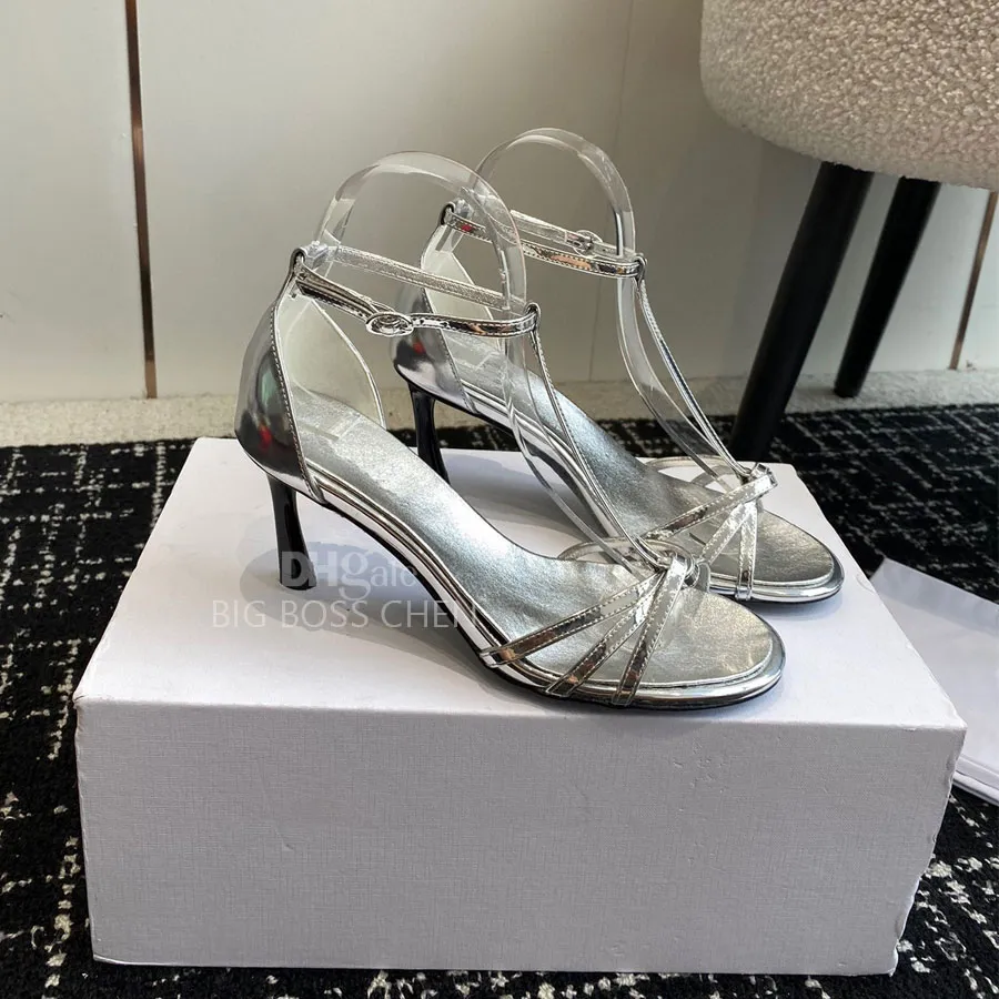 Toppkvalitet enkel stiletto klack sandal kattunge klackar klädskor kvinnan ankel rem läder lyx designer klackar sko kontor sandaler fabrikskor med låda