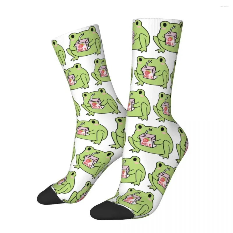 Chaussettes masculines mignonnes fraises lait grenouille harajuku sueur absorbant les bas toute la saison pour le cadeau de l'anniversaire de la femme de l'homme