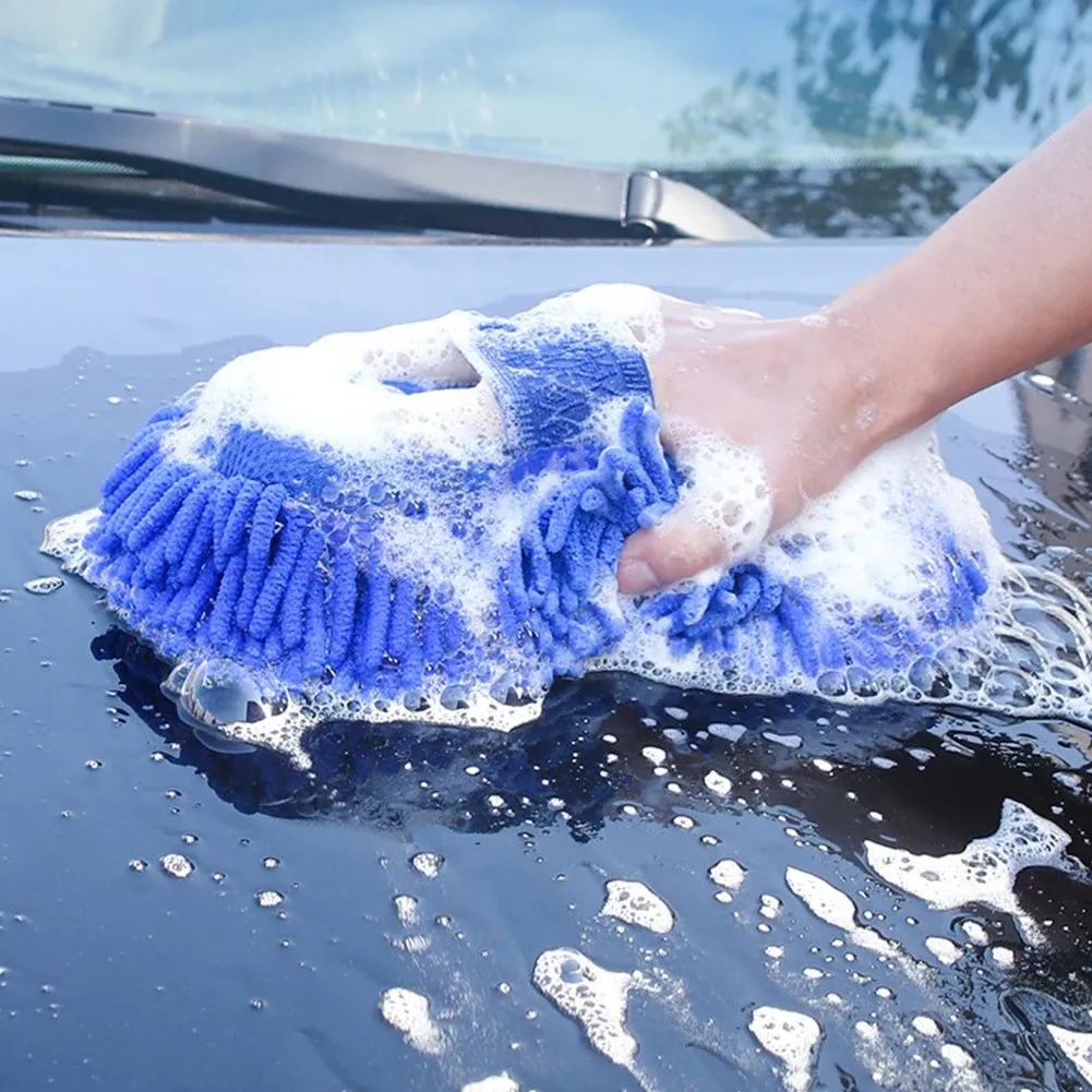 Handschoenen Car Wash Gloves Auto -reiniging Spons Auto Raam Reiniging Ultrafijne vezel Chenille Anthozoan Washer Sponge Brush Supplies