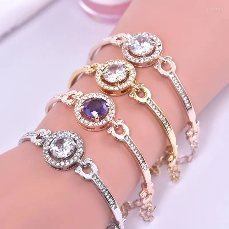 Charm Bracelets 2024 Selling Bracelet For Women Trendy Rose Gold Color Shiny Friendship Inlaid Zircon Pride Jewelry Female Wholesale