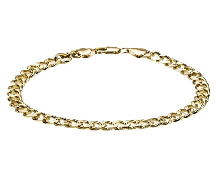 Goudkleur 7 mm Cubaanse link Flat Chain Anklet for Women Men Curb Chain Enkle Bracelet for Women Men 9 10 11 inch T2009018978080