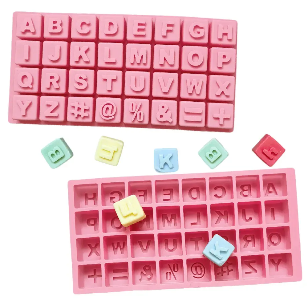 Molds Engelse brief Chocolade Siliconen Mold Diy Keyboard Fudge Candy Ice Cube Mold Square Soap Soap Candle Baking Tool Home Decor Gifts