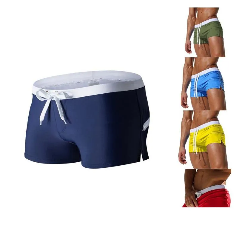 Herren Badebekleidung europäischer und amerikanischer Colorf Fashion Back Pocket Design Strand atmungsablöschbar Schnell trocknende Shorts Schnürschachtel Schwimmen Trun OTL69