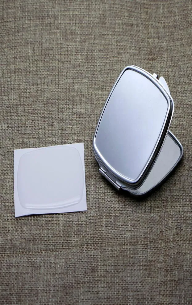 Specchio compatto rettangolo argento specchio tascabile in bianco con adesivo epossidico4999404