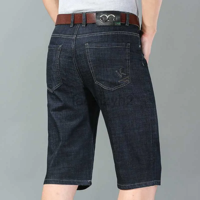 Heren jeans zomer nieuwe zakelijke jeans, heren shorts, slanke fit van middelbare leeftijd, groot formaat, dunne middelste broek, capri's plus size broek voor heren, heren