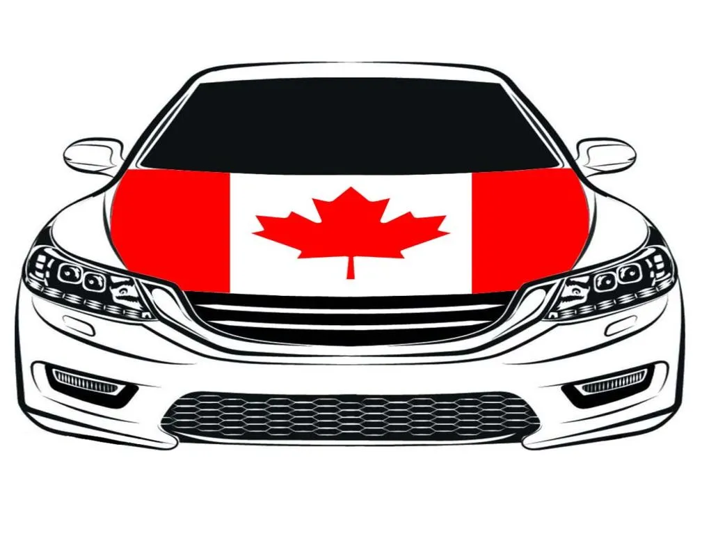 Canada Flag Car Hood Cover 33x5ft 100polyesterEngine Elastische stoffen kunnen worden gewassen auto Bonnet Banner7966625