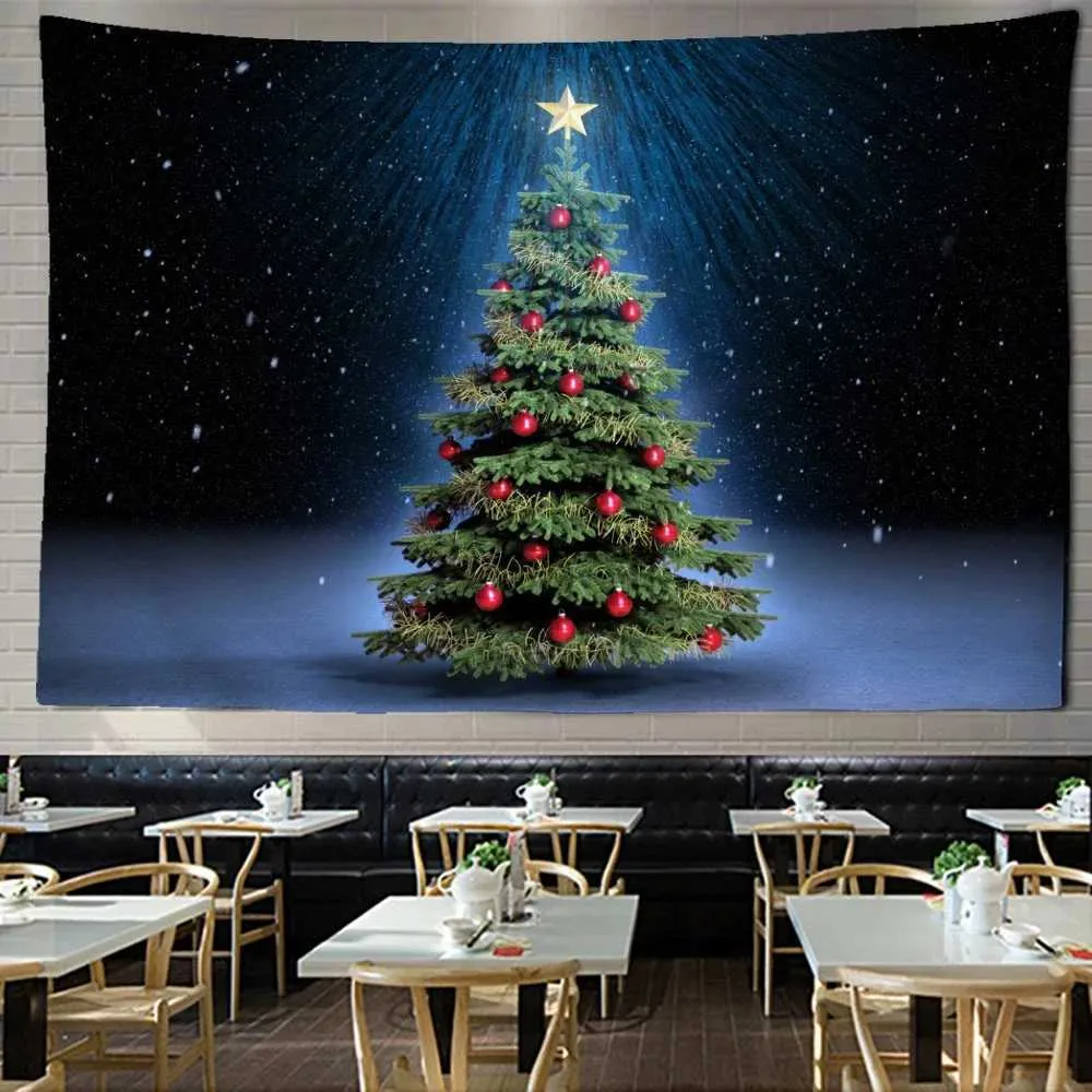 Arazzi psichedelici dell'albero di Natale ara ad arazzo foresta goleou paesaggio arte muro appeso camera da letto dormitorio decorazioni murali per la parete