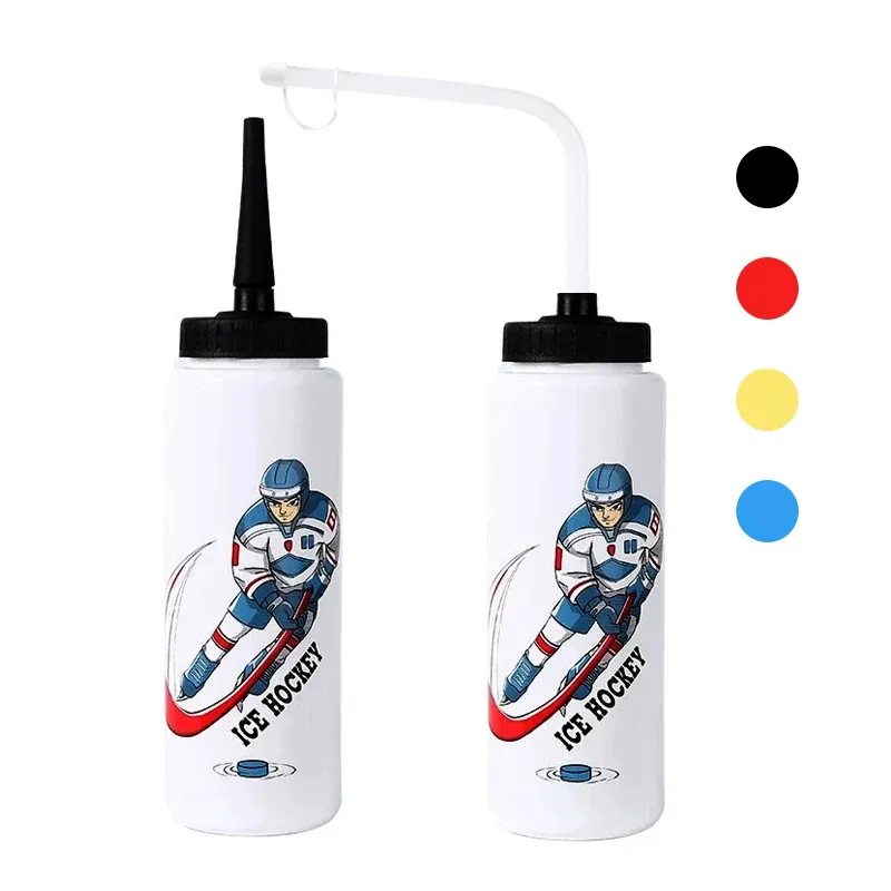 Hockey BPA gratis 1000 ml ijshockey water fles draagbare grote capaciteit voetbal lacrosse fles klassieke uitgebreide tip ontwerp sportuitrusting