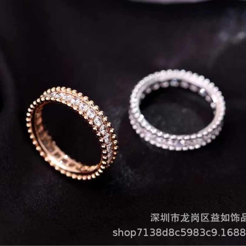 Designer brand V Gold Van selling Ten Thousand Flowers Beaded Edge Diamond Couple Ring Thick Plated 18k Personalized Index Finger Jewelry with logo