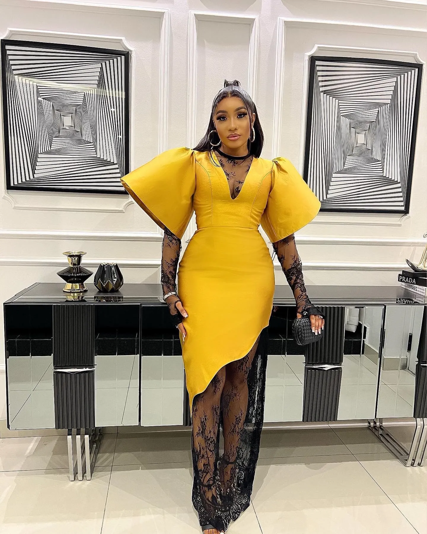 Plus Size Yellow And Black Mermaid Yellow Occasion Dress With O Neck, Long Sleeves, Side Split, And Illusion Silhouette Perfect For Prom And Fiesta From Weddingsalon, $108.55 | DHgate.Com Plus Size Yellow And Black Mermaid Yellow Occasion Dress With O Neck, Long Sleeves, Side Split, And Illusion Silhouette Perfect For Prom And Fiesta From Weddingsalon, $108.55 | DHgate.Com