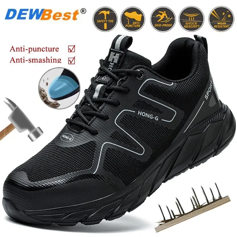 Boots Mens Lightweight Comfortable Swivel NoLace High Quality Safety Work Shoes Puncture Resistant Steel Toe Shoes Safety Shoes