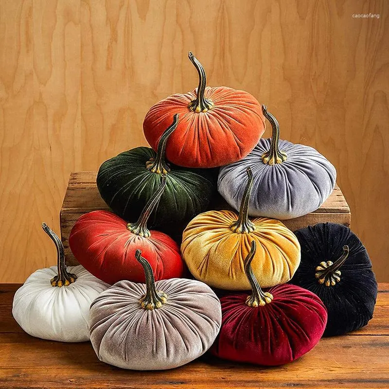 Party Decoration Velvet Pumpkins Fall DIY Handmade Super Soft Stuffed Small Artificial Cute Pumpkin Foam Halloween Thanksgiving Decor