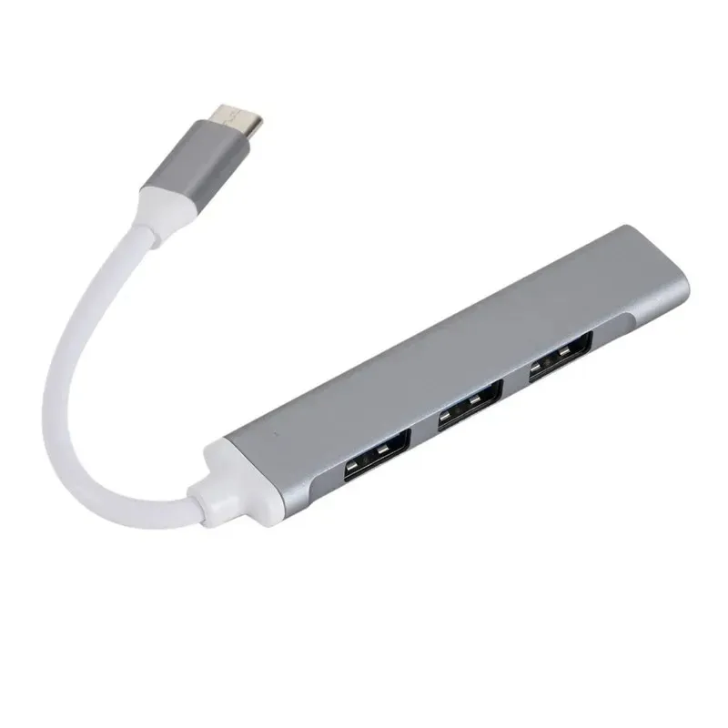 Splitter de alumínio de alumínio USB tipo C a 4 portas Splitter USB3.0HUB Transmissão de alta velocidade para o computador celular da conexão do mouse