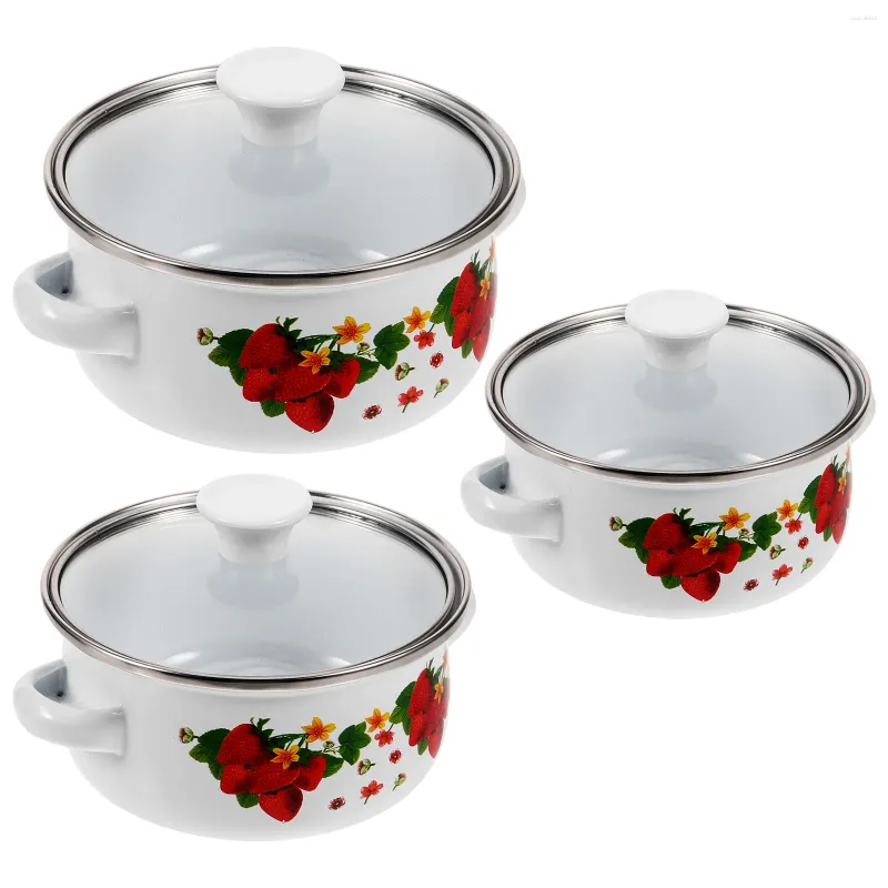 Pans cuisine Émail Stockpot Lide Retro Camping Cookkrey Pot Not Stick Soup Floral mijoter