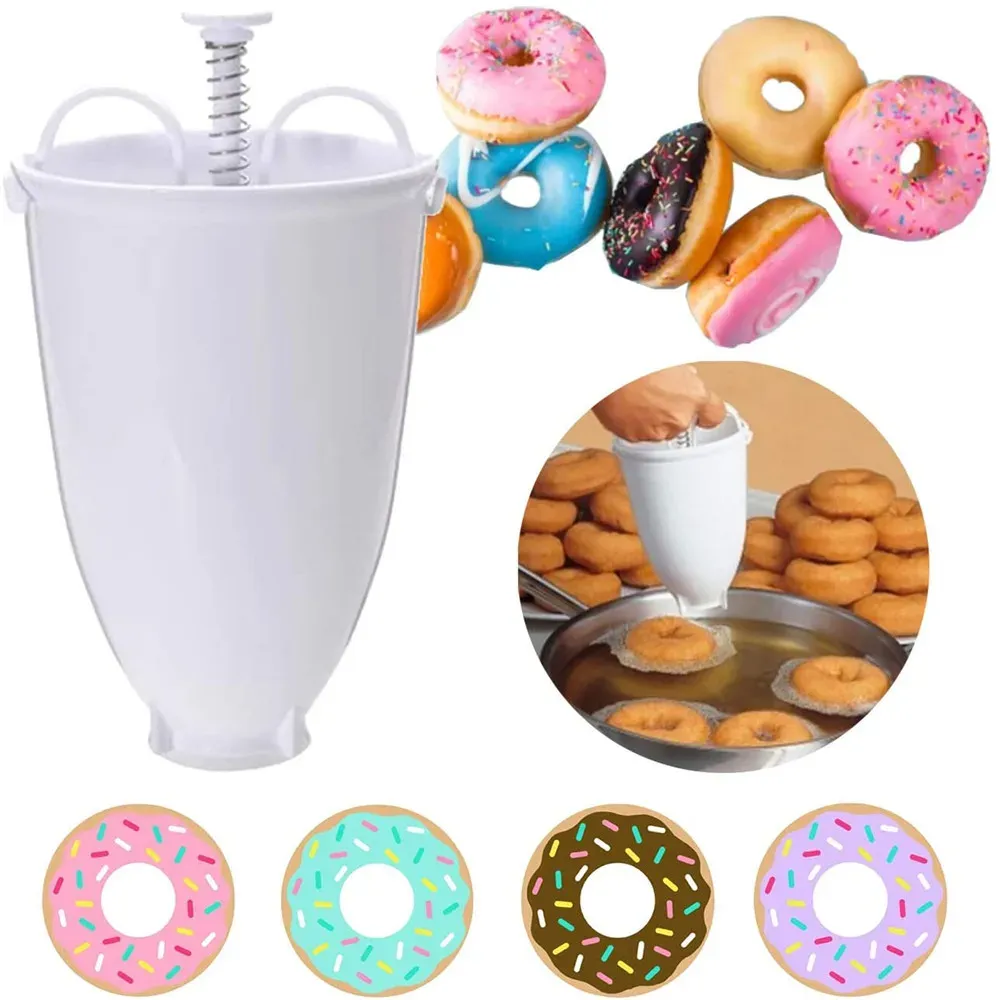 Mögel manuell donut maker donut mögel plast donut dispenser enhet bakning mögel donuts bildar diy kök bakverk dessertverktyg