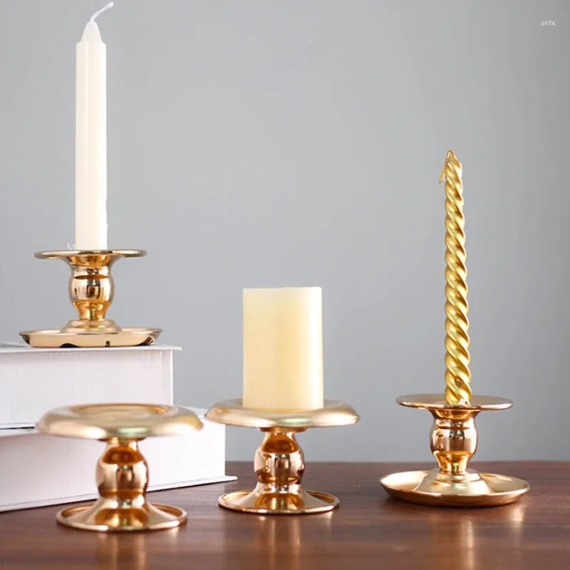 Candle Holders Holder Gold Plated Base Pillar Candlestick Stand For Electronic Candles Tapers Christmas Party Home Decor