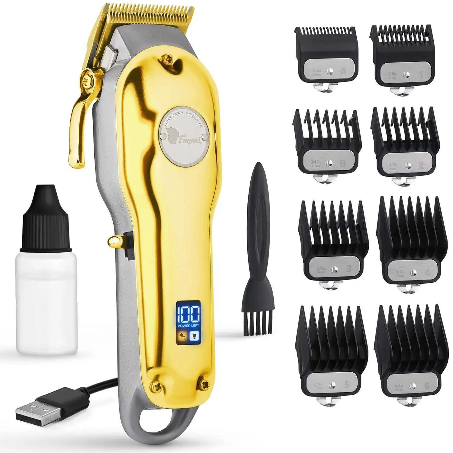 Hårtrimmer Fagaci Professional Hair Clipper med mycket fina skärmarna trådlösa Q240427