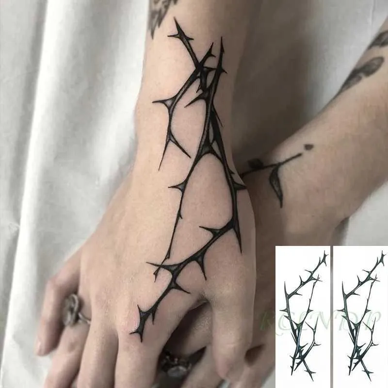 Trasferimento tatuatore impermeabile tatuatore temporaneo adesivo tatuaggio nero ramo albero design tatto falso flash braccio tatuaggio arte arte per donne uomini 240427