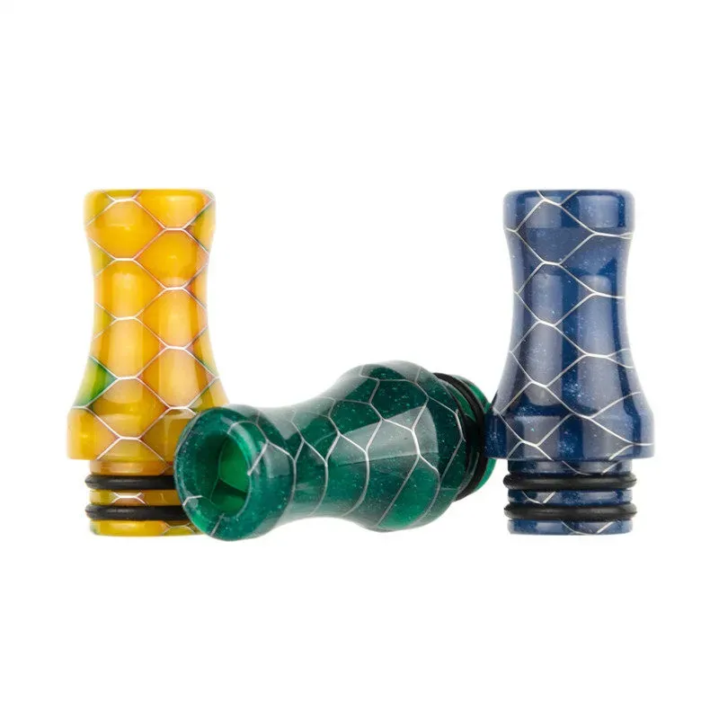 510 Long Vase Snakeskin Resin Drip Tips Honeycomb Cigarette Holder Mouth Pieces Smoking Pipe Mouthpiece For 510 Thread Smoke RDA RBA Tank Atomizers Driptips Cover
