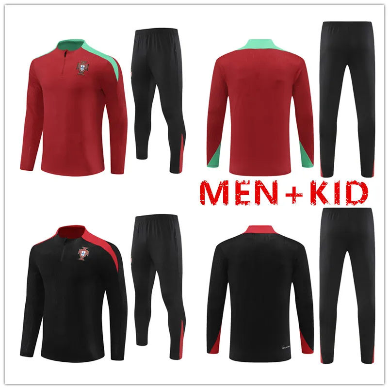 Ny 24/25 Kids National Team Football Jersey Set Training Suit for Children and Adults Portuguese Jogging Training Footbinding Sports Kit Player Version