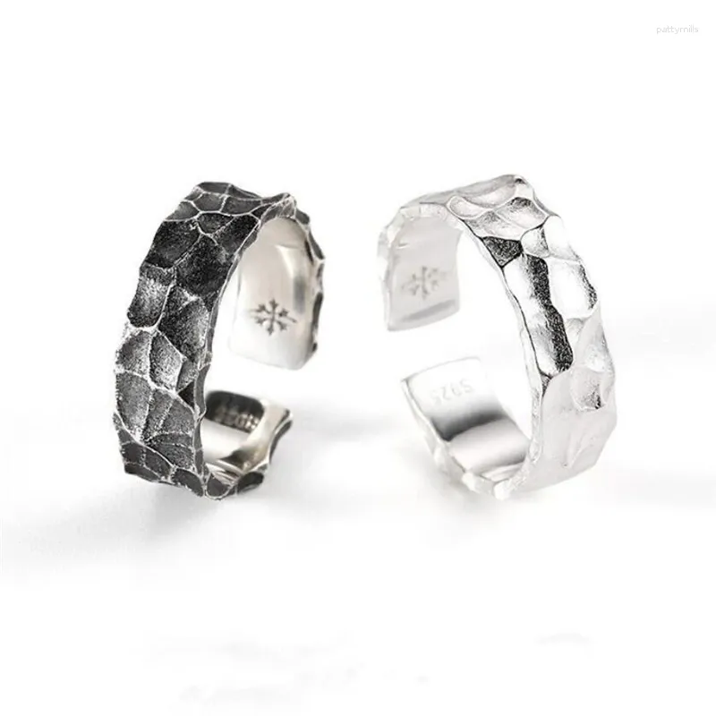 Кластерные кольца ретро камень текстура мужской серебряный цвет женский рисунок резомазовый вступительный кольцо для женщин модные ювелирные ювелирные украшения подарок на день рождения