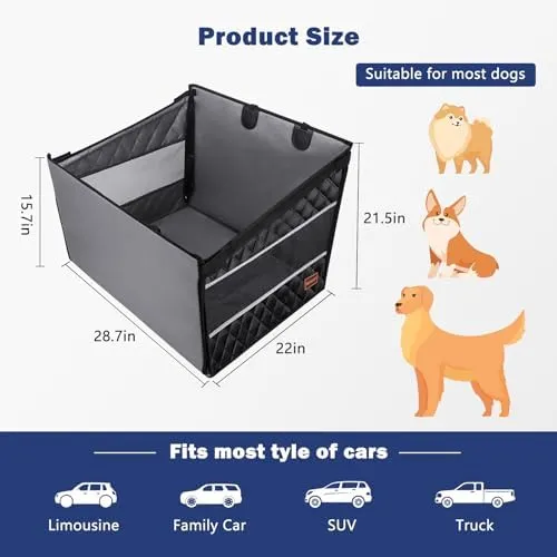 MIXJOY XL Dog Back Seat Extender For Truck, Hard Bottom Dog Car Seat Cover For Back Seat, Waterproof Dogs Backseat Cover For Crew Cab Truck And Large SUV, Waterproof Backseat Dog Hammock
